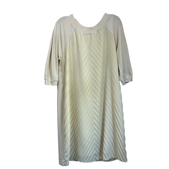 Escada Sport Ivory Midi Dress Sz 44 3/4 Sleeve Striped Minimalist Chic - Picture 1 of 12